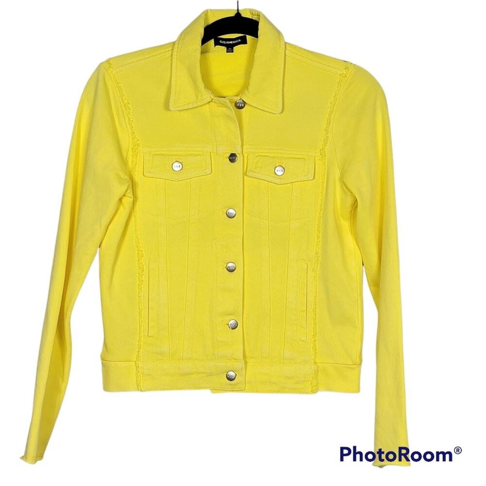 525 America Yellow Mixed Media Denim Jacket SZ XS NWOT